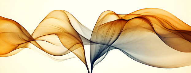 Poster - Abstract orange waves, flowing design, white background, website header
