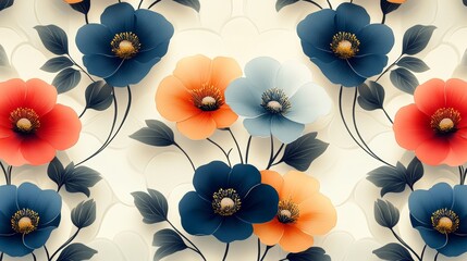 Wall Mural - abstract circular colorful floral pattern design