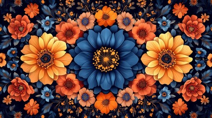 Wall Mural - abstract circular colorful floral pattern design
