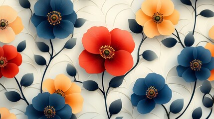 Wall Mural - abstract circular colorful floral pattern design