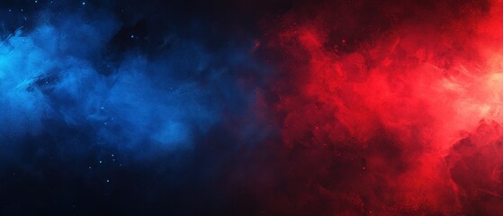 Poster - dynamic abstract background with contrasting red and blue powder explosion, high-resolution texture.