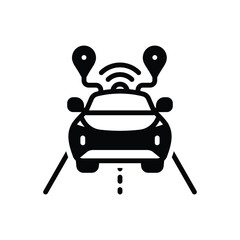 Wall Mural - black solid icon for connected car