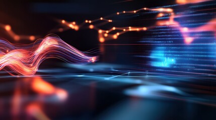 Poster - Dynamic data visualization in a modern digital space abstract background of flowing colors and patterns technology and innovation