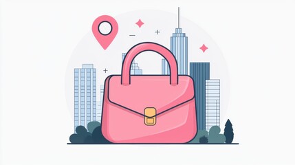Poster - Business and Office Location A map pin with a briefcase icon, representing a business office or corporate headquarters.