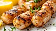 © Photo Dogg - Fresh boiled chicken sausages for grill close-up