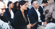 © ArcursCoop/peopleimages.com - Business people, seminar and woman with tablet, listening and professional with financial conference. Connection, employees or investors with workshop, fintech or development with trading information