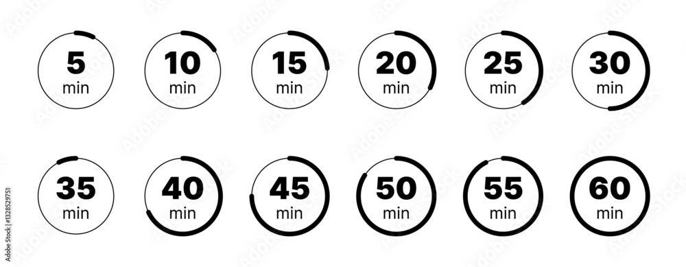 Timer, clock, stopwatch isolated set icons. Countdown timer symbol icon ...