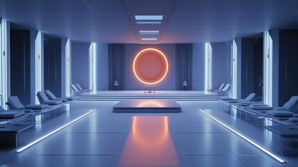 Poster - A sleek, modern stage with geometric shapes and subtle gray tones for a clean and stylish aesthetic.