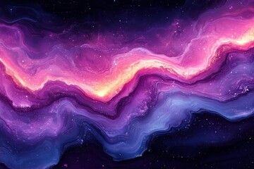 Poster - Colorful abstract design resembling a vibrant cosmic landscape with swirling patterns and glowing elements