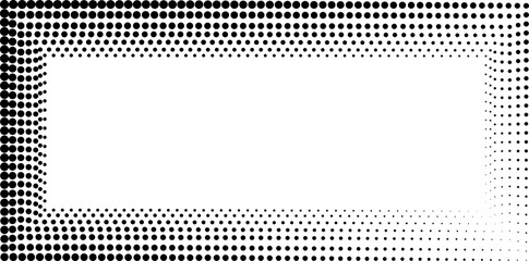 Poster - Halftone style dot frame, decorative clip art element, wide horizontal shape, isolated