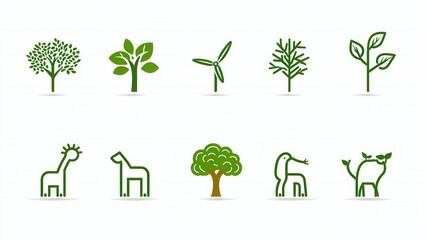 Poster - a collection of outline icons representing various environmental and ecological elements including t