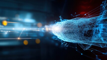 Poster - Dynamic data visualization in technology digital space graphic design futuristic environment close-up information flow