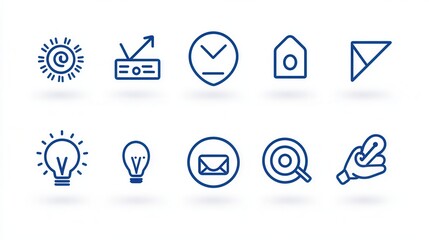 Poster - A set of simple minimalist icons representing various business concepts and stakeholder engagement