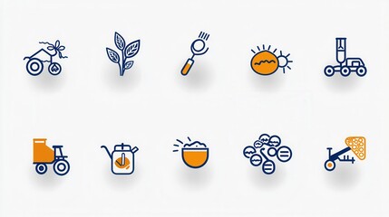 Poster - This image showcases a collection of 15 clean and minimalist outline icons depicting various elements related to soil farming and gardening such as plants tools and agricultural