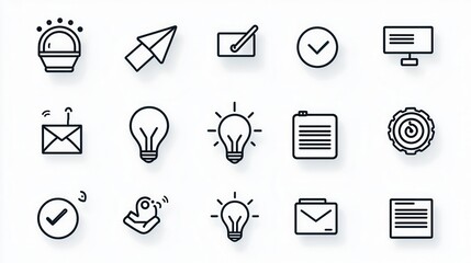 Poster - A comprehensive set of icons representing various elements of digital marketing and website optimization strategies including analytics content social media advertising and more
