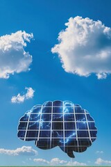 Wall Mural - a brain made of solar panels representing renewable thinking.
