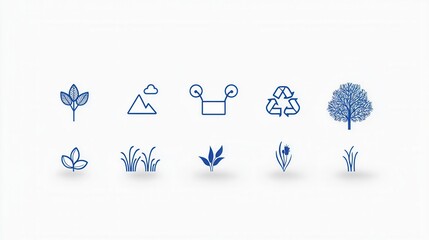 Poster - a set of clean minimalist and elegant icons representing various environmental concepts and symbols
