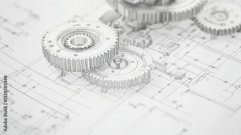 Complex mechanical gear schematics, industrial blueprint aesthetic ...