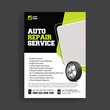 © Joynal - Car repair service print flyer or poster editable template, Auto repair Services a4 size vertical leaflet, brochure cover, car wash service flyer or poster with 3d car and tire illustration