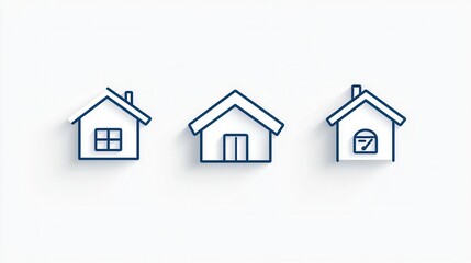 Poster - A set of simple minimalist line art icons representing various real estate and housing concepts