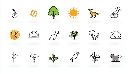Poster - this image depicts a set of detailed icons representing various elements of the natural environment 