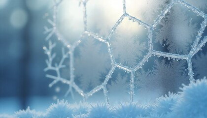 Frozen icy mesh pattern outdoors