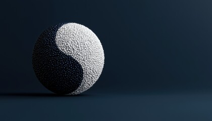 Poster - A textured sphere featuring a yin-yang design, symbolizing balance and duality, set against a dark background.