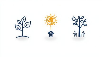 Poster - a set of minimalist icons representing various aspects of sustainability and environmental conservat