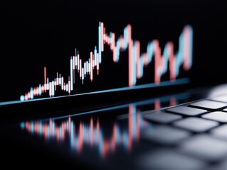 Poster - Laptop displaying brightly lit chart representing data insights amidst a sea of vibrant graphics