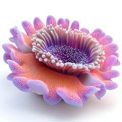 Aufkleber - A stunning 3D rendered image showcasing a vibrant, surreal flower with intricate details. Detailed Animal isolated on white background Floral Anemone