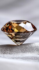 Poster - Stunning diamond gemstone in a sunlit room glowing with golden hue and radiating brilliance