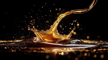 Poster - Liquid splashing dramatically against a black background creating stunning visual artistry