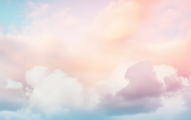 Wall Mural - A soft dreamy cloudscape abstract gradient background. Featuring pastel sky hues and gentle transitions. Emphasizing serenity and imagination. Ideal for relaxation and fantasy visuals