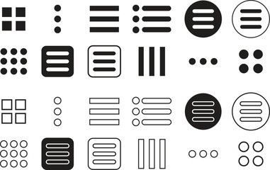 Poster - Hamburger web and mobile app menu flat, outline icon set. Vectors button for website UI navigation. App menu for home or drop list and application drawer mobile app isolated on transparent background.