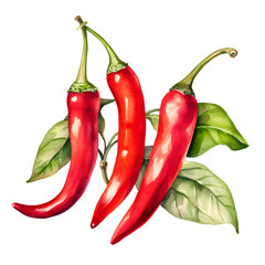 Fototapete - Digital technology chilli watercolor design illustration