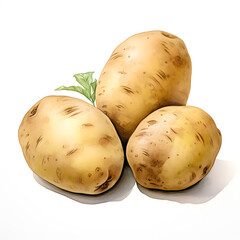 Fototapete - Digital technology potato watercolor design illustration
