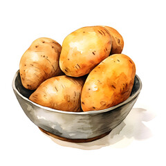 Fototapete - Digital technology potato watercolor design illustration