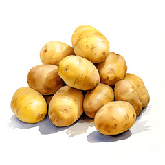 Fototapete - Digital technology potato watercolor design illustration