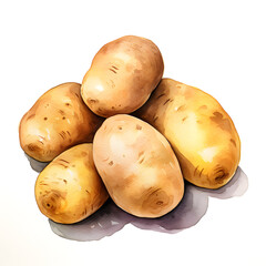 Fototapete - Digital technology potato watercolor design illustration