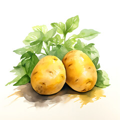 Fototapete - Digital technology potato watercolor design illustration