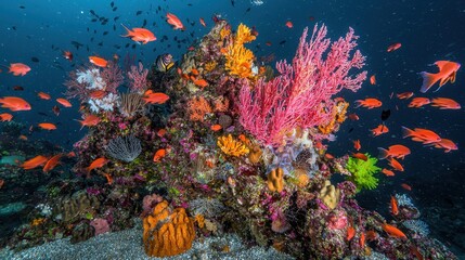 A breathtaking coral reef, an intricate web of marine biodiversity, showcases the ocean natural masterpiece of color, life, and balance.