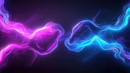 Aufkleber - Dynamic flowing light patterns abstract digital art dark background creative visualization
