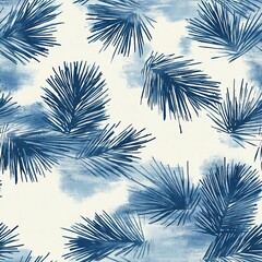 Poster - Nature Inspired Shibori Subtle Pine and Floral Seamless Pattern Design for Textile Prints