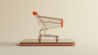 © syhin_stas - Modern shopping cart placed on smartphone, online shopping concept, e-commerce innovation, digital marketplace, retail industry technology, minimalistic design