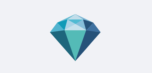 Poster - Flat Design Diamond Icon for UI and Graphic Design, Geometric Blue Gemstone Vector Illustration, Minimalist Jewelry Symbol, Flat UI Icon Collection for Elegant Design Projects