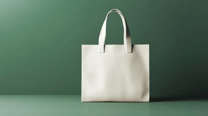 Wall Mural - elegant tote bag: a pristine cream-colored tote bag stands in elegant simplicity against a muted gre