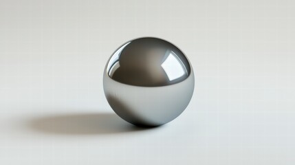 Poster - a sphere of reflection: a perfectly spherical, metallic ball gleams with a mirror-like surface, refl