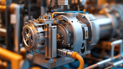 Poster - A high-efficiency electric motor and its components, highlighting energy-saving industrial solutions.