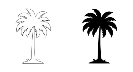 Poster - Palm Tree Silhouette Set: A collection of stylized palm trees showcasing their iconic silhouette in black and white, perfect for adding a touch of tropical flair to your designs.