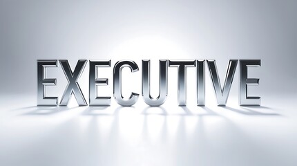 Poster - The word executive is displayed in a shiny metallic font